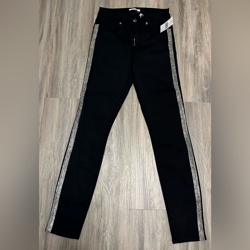 Good American skinny jeans bling size 4 NWT black with sequins good legs